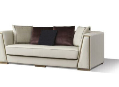 Weiße Ledersofagarnitur Designer 3+2 Sitzer Deko-Couchen Set 2tlg.